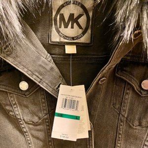 NWT Michael Kors Denim Jacket w/Faux Fur Collar